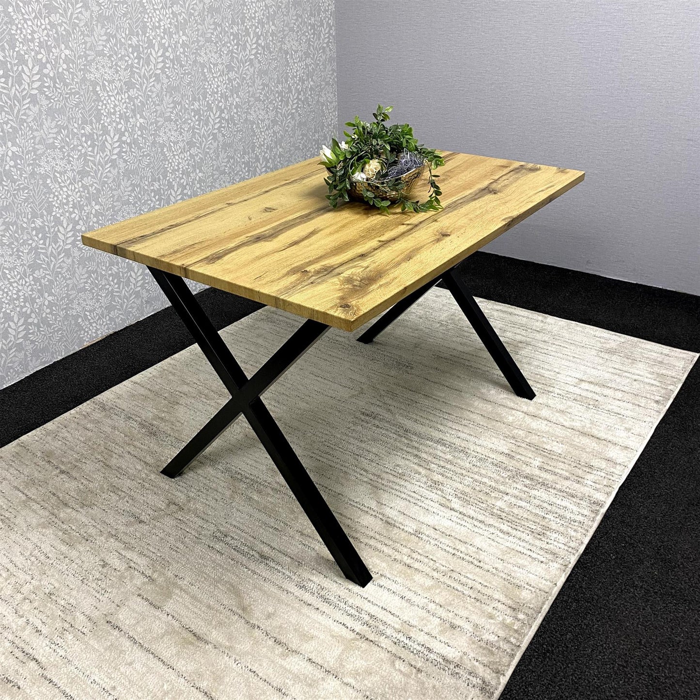 Wooden Dining Table With Metal Legs for Dining, Work, or Study