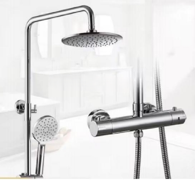 Doubs Thermostatic Shower System Adjustable Height Overhead Rainfall Shower Head
