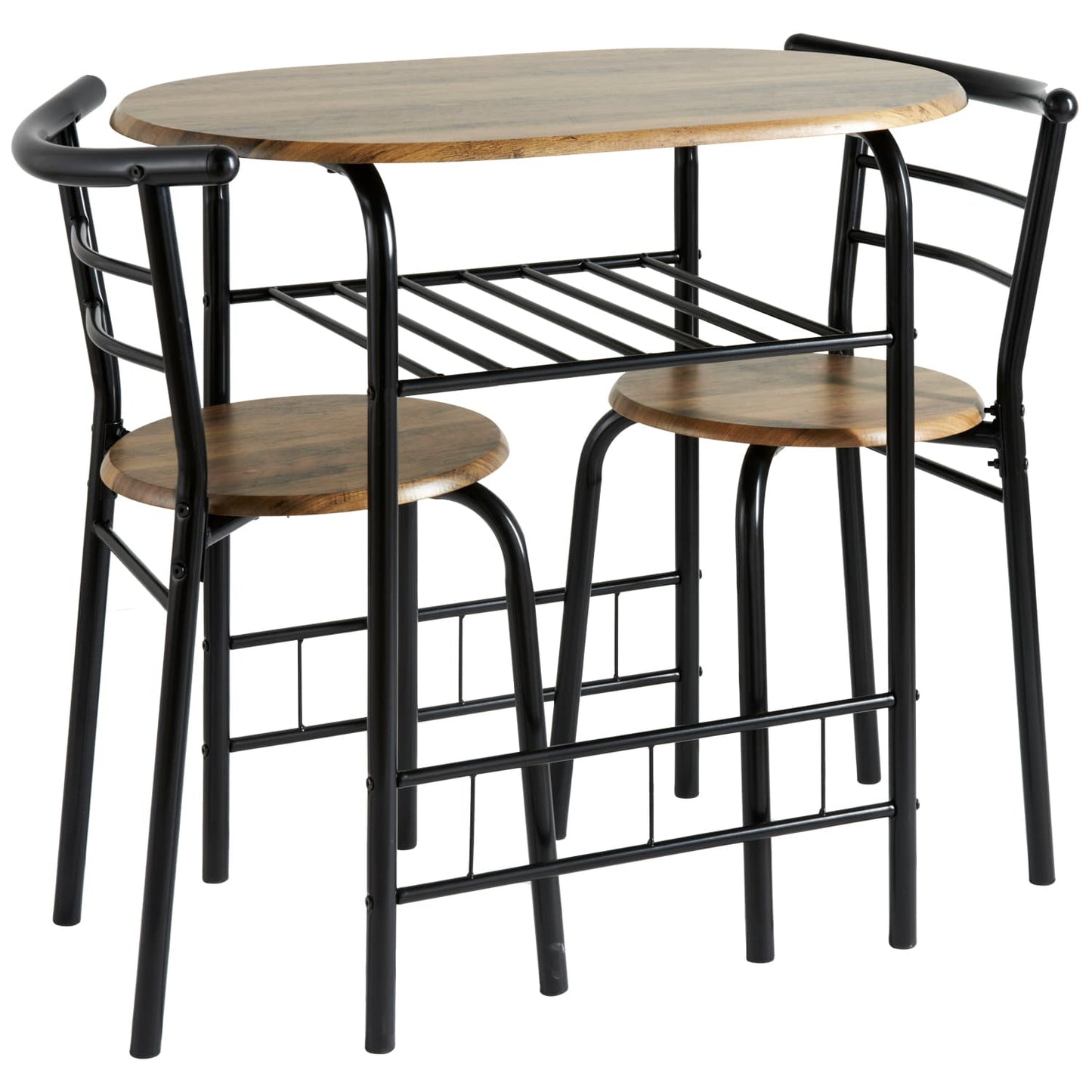 Breakfast Table Set – Rustic Oak-Effect Compact Dining Table with 2 Chairs, Small Kitchen and Dining Room Furniture