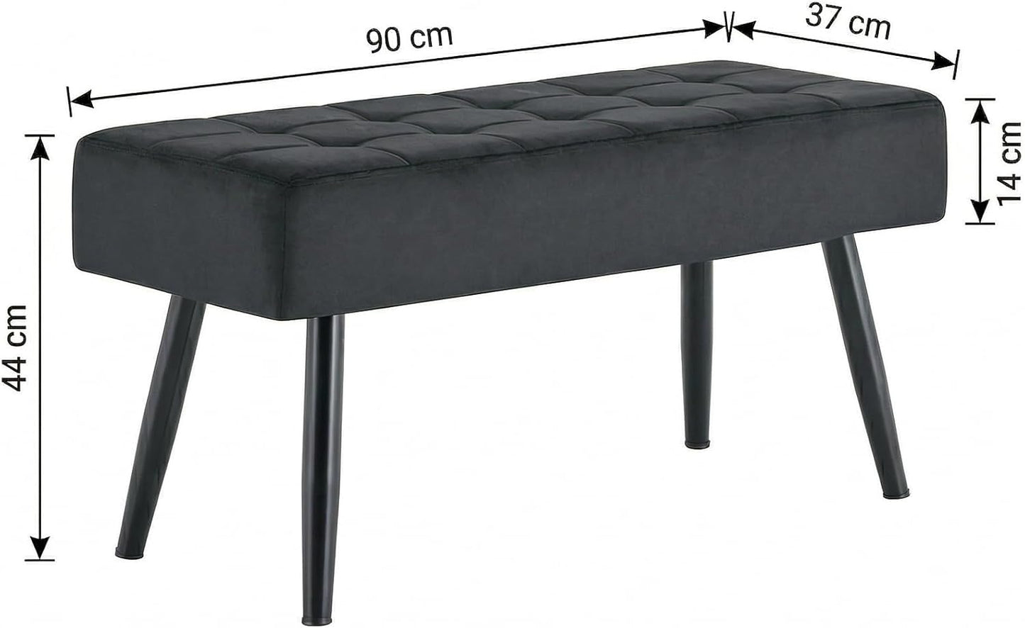 DOUBS Dining Table Set with 2 Black Velvet Benches Oak Effect Table 3-Piece Set