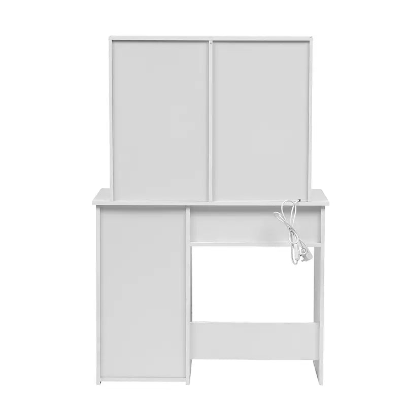 White Vanity Dressing Table with Large Mirror and Lights – 4 Drawer Makeup Desk with Ample Storage, Modern Bedroom Furniture for Jewellery, Cosmetics, and Beauty Essentials