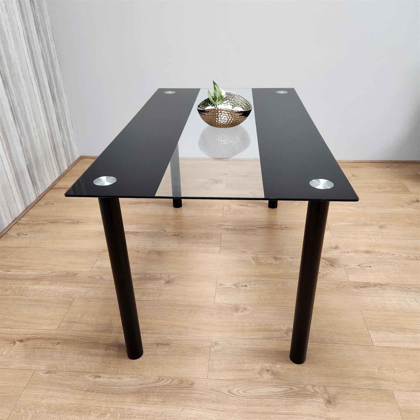 Dining Table Black Glass Kitchen Place for 4 Seats, Dining Table Only