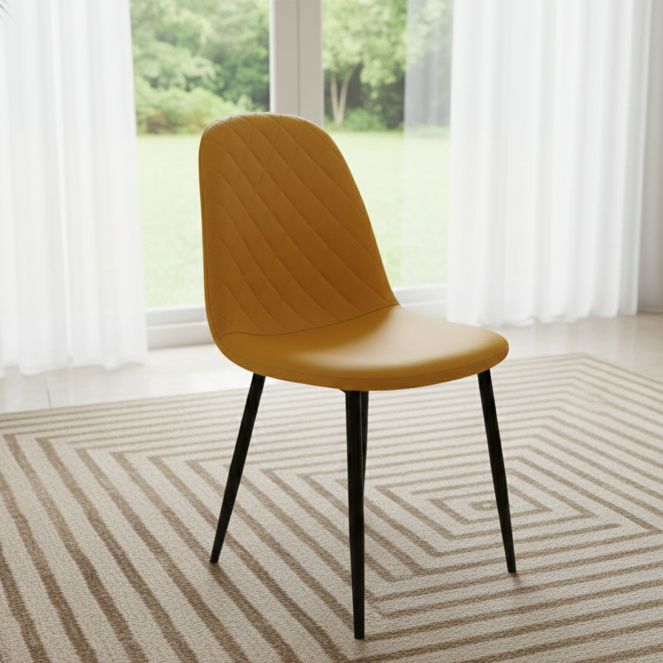 DOUBS Dining Chairs Set of 4 Mustard Leather Kitchen Chairs