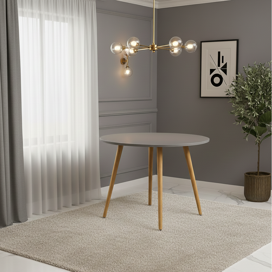 DOUBS Dining Table Grey Wood Kitchen Place for 4 Seats, Dining Table Only