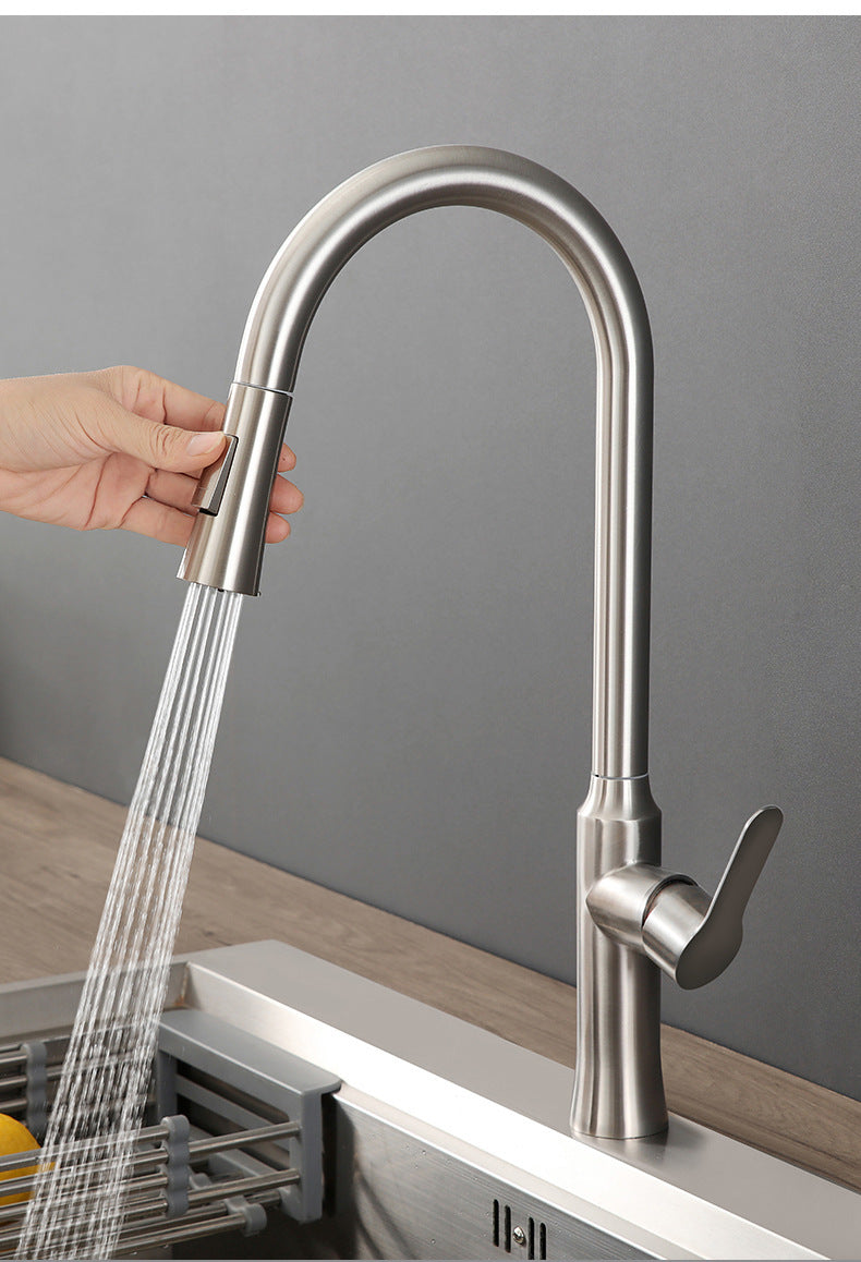 Doubs Kitchen Tap sprayer Sink Faucet with Pull Out Sprayer, Stainless Steel, Bathroom