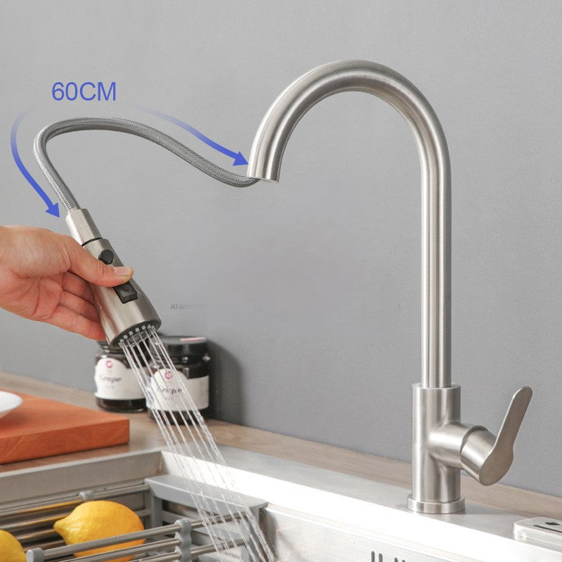 Doubs Kitchen Tap Pull Out Sprayer Kitchen Sink Faucet, High Arc Single Handle Swivel