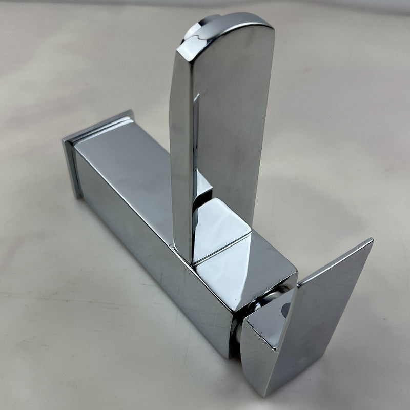 Doubs Sink Tap Single Lever, Chrome Modern Bathroom Basin Sink Taps Square Waterfall