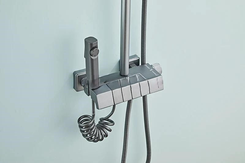 Doubs Bathroom Shower Mixer Thermostatic Set 4 Gear Settings 3 Functions, BLACK