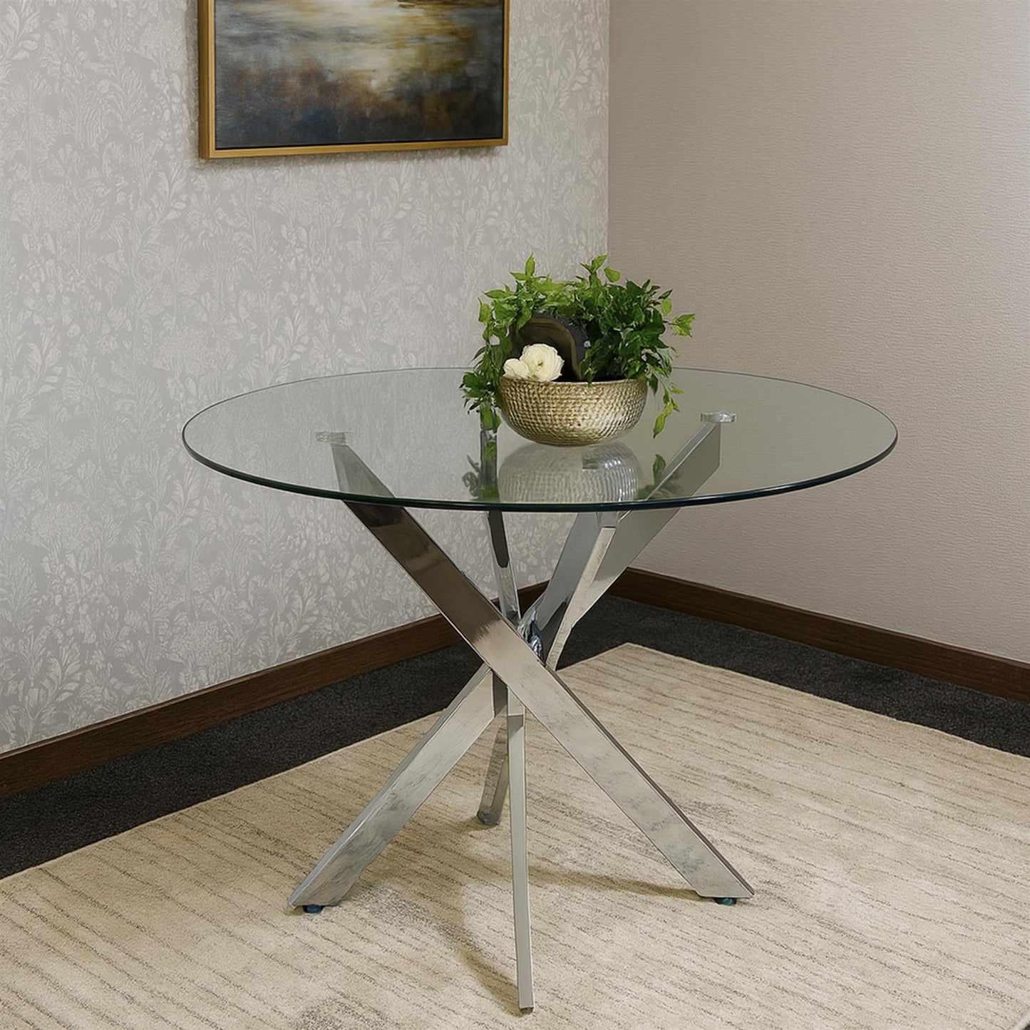 Round Glass Dining Table with Chrome legs, Living / Dining Room, Kitchen, Furniture