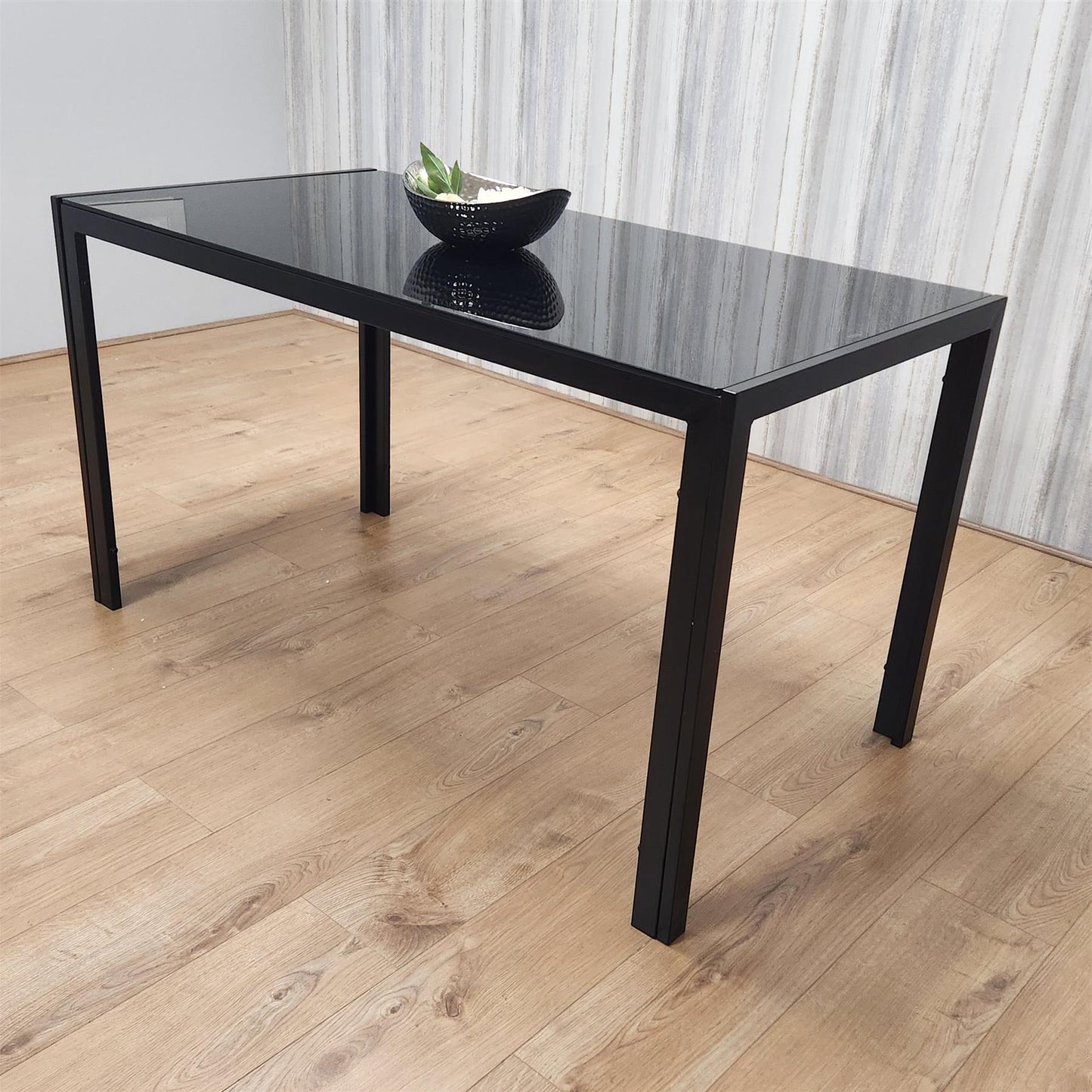 Dining Table Black Glass Kitchen Place for 4 Seats, Dining Table Only
