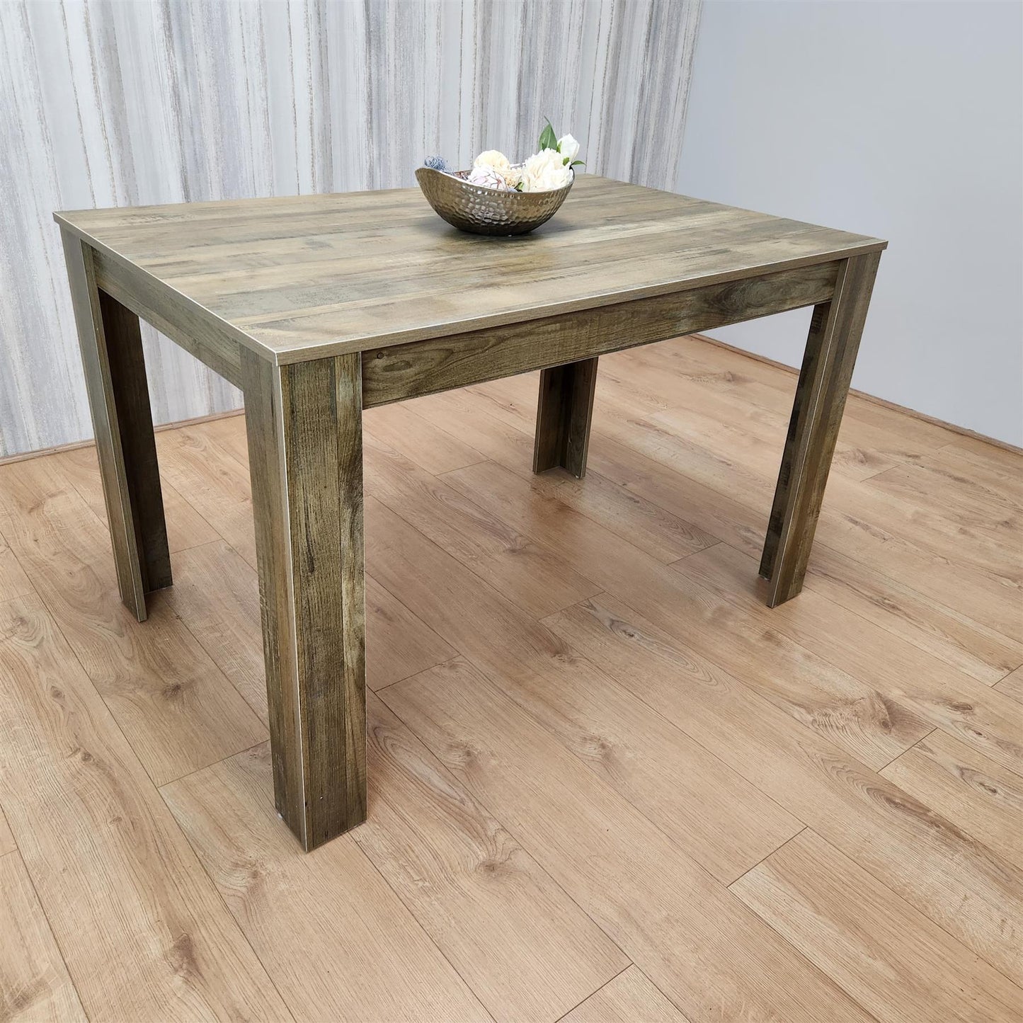 Dining Table Brown Rustic Wood Effect, Place for 6 Seats for Kitchen, Office or Dining room