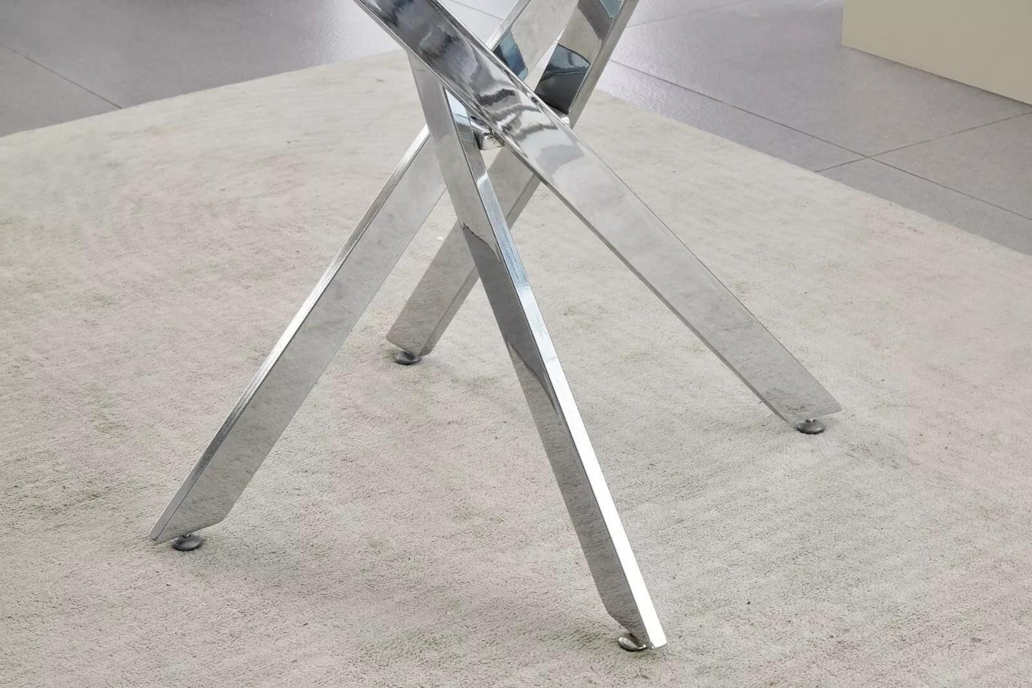 Glass Dining Table with Chrome legs, Rectangle, Living / Dining Room, Kitchen, Furniture
