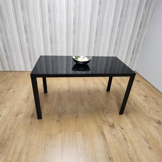 Dining Table Black Glass Kitchen Place for 4 Seats, Dining Table Only