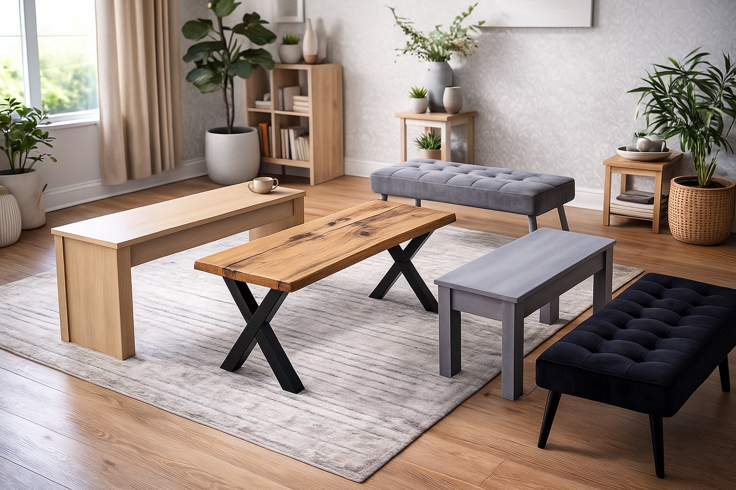 Dining Benches Wooden Bench Velvet Bench Grey Rustic  Black Bench