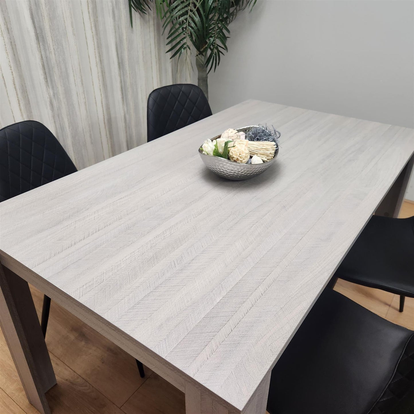 Dining Table and 4 Chairs 4  Black Leather Chairs Wood Dining Set Furniture