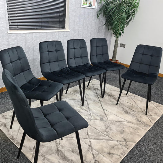 DOUBS Dining Chairs Set of 6 Black Velvet Kitchen Chairs
