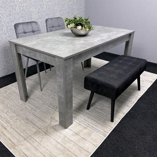 Grey Wooden Dining Table Set with 2 Grey Chairs and 1 Bench - Dining Kitchen Room Furniture