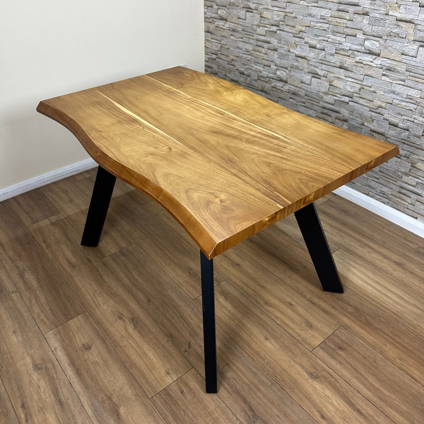 Dining Table for 6 Wooden Dining Table and 4 black velvet Chairs and 1 Grey velvet Bench