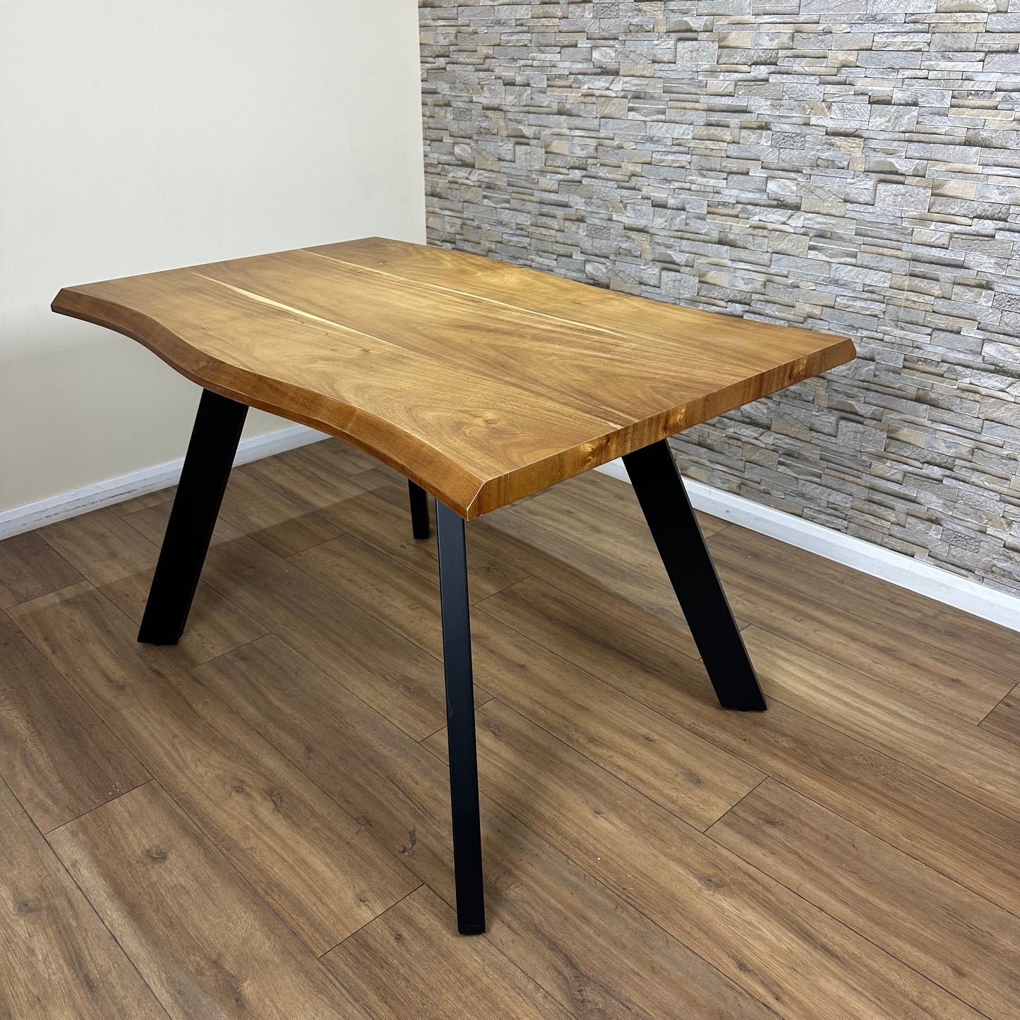 DOUBS Modern Wood Dining Table with Metal A-Frame Legs 120cm