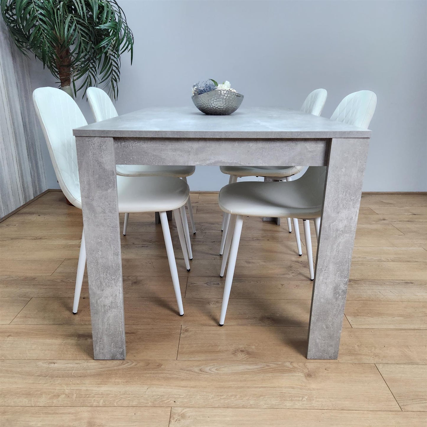 Wooden Rectangle Dining Table Set - Dining Table with Set of 4 Chairs - Dining Room Sets with Dining Table and Chairs for Kitchen, Restaurant, Coffee Shop, Domestic Use, Grey and White