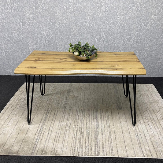 Wooden Dining Table With Metal Hairpin Legs for Dining Room, Work, or Study