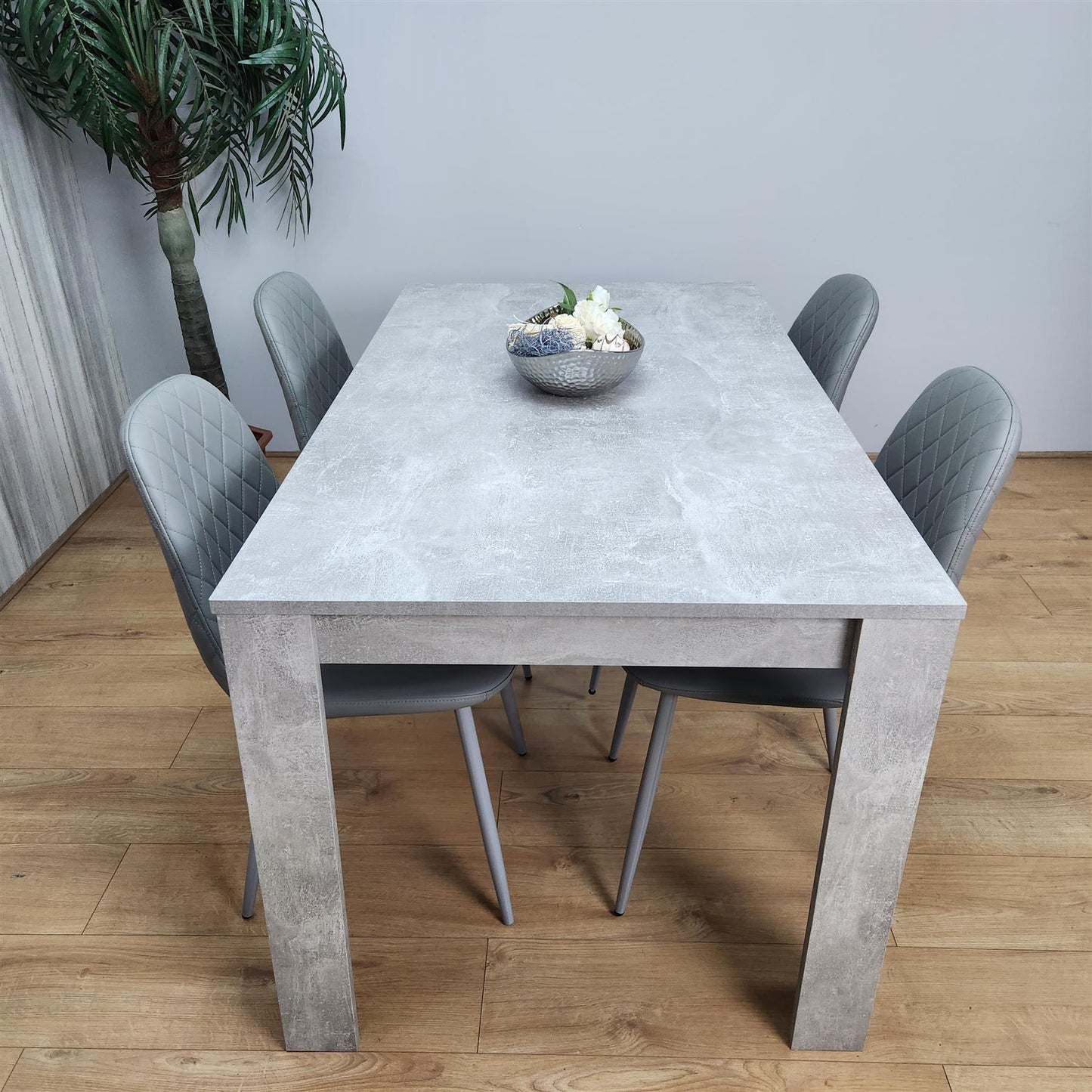 DOUBS Wooden Rectangle Dining Table Set - Dining Table with Set of 4 Chairs - Dining Room Sets with Dining Table and Chairs for Kitchen, Restaurant, Coffee Shop, Domestic Use, Grey