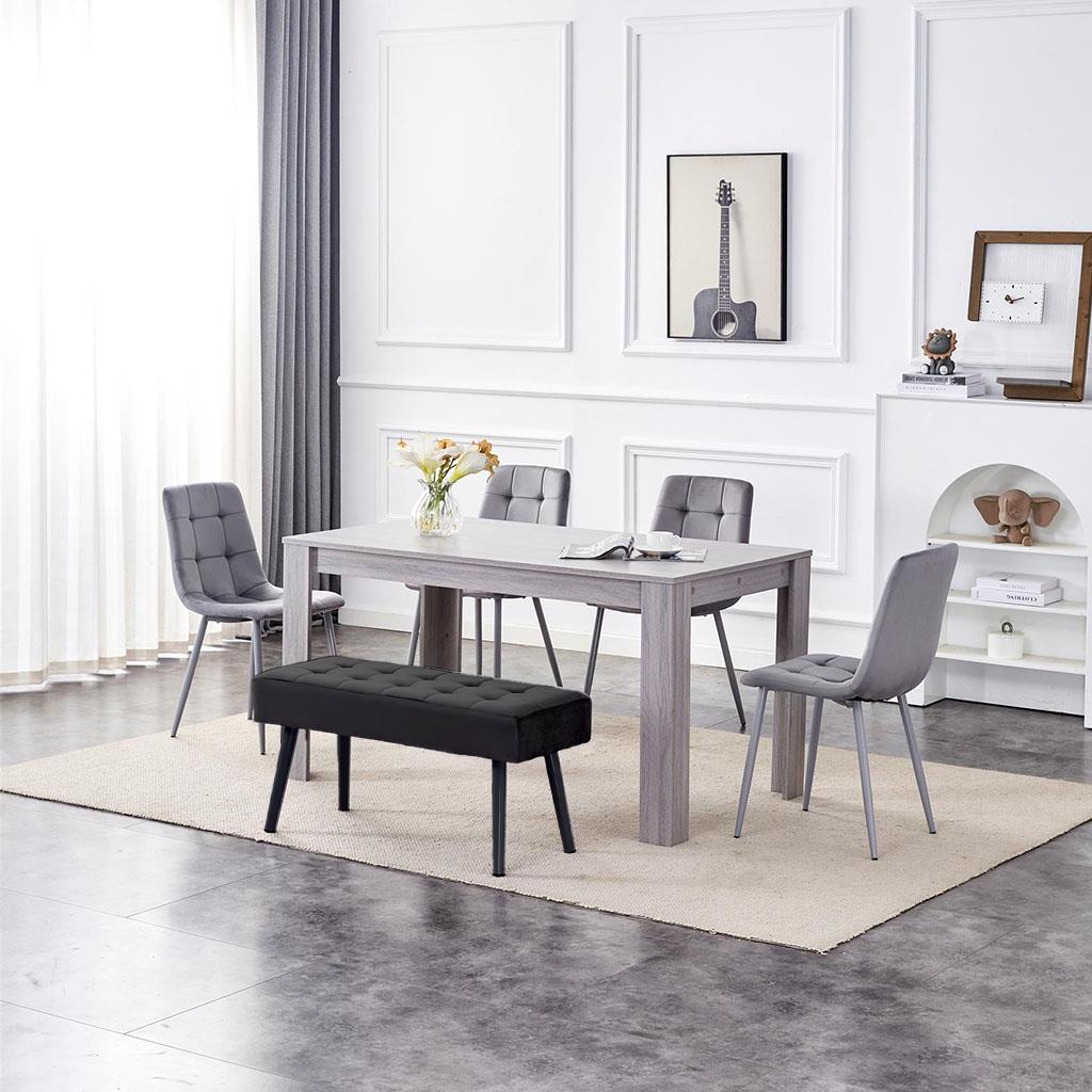 Dining Table and 4 Chairs With Bench Grey 4 Grey Velvet Chairs