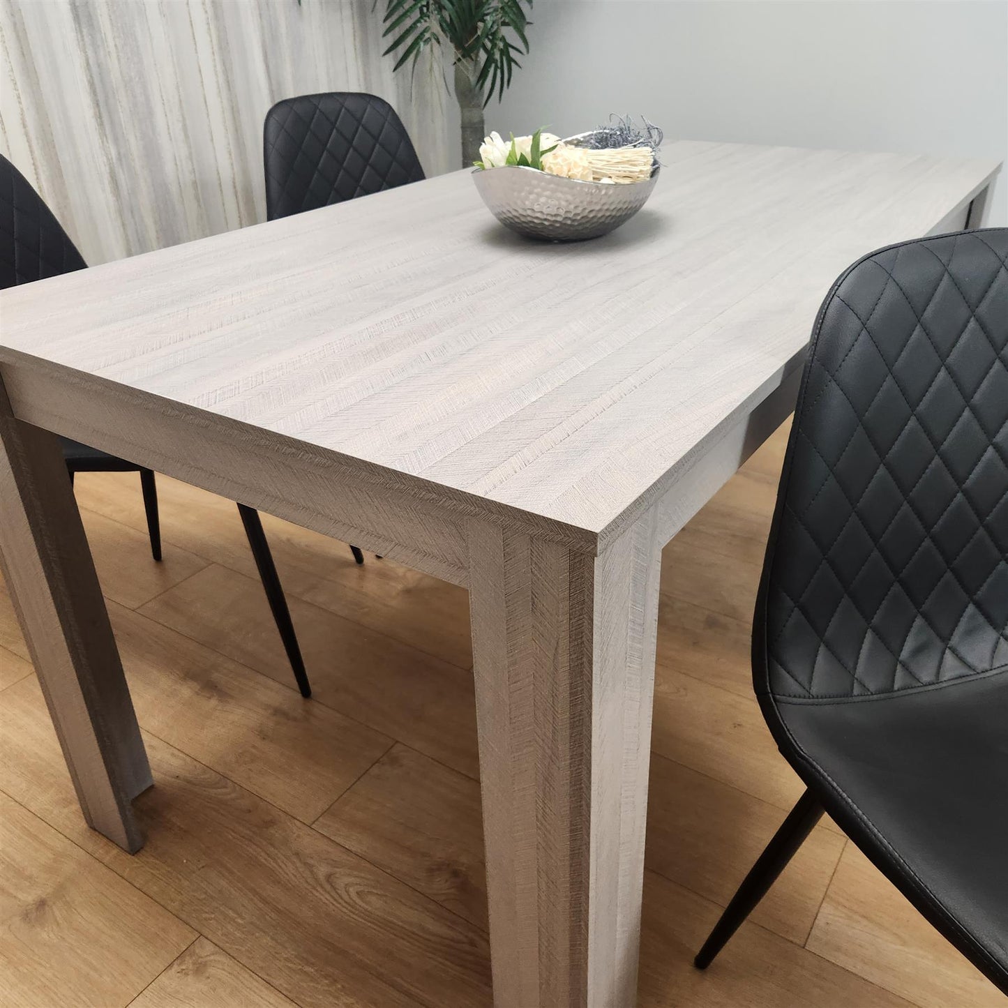 Dining Table and 4 Chairs 4  Black Leather Chairs Wood Dining Set Furniture