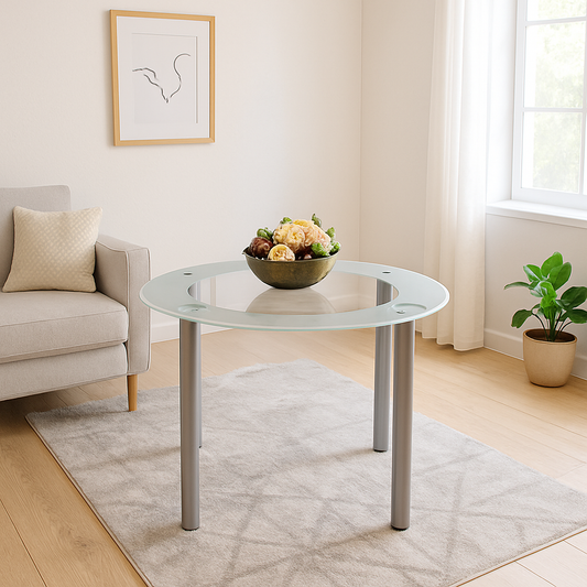 Glass Grey Dining Table Round Dining Table Dining Room Kitchen Furniture