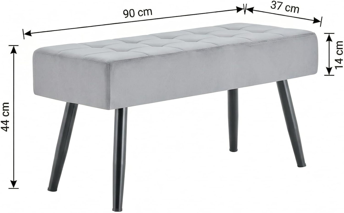 DOUBS Dining Table Set with 4 Grey Velvet Chairs and Bench Walnut Effect Table 6-Piece Set