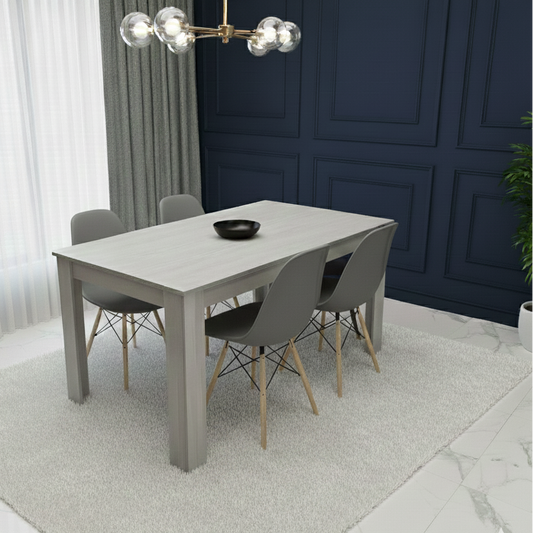 DOUBS Grey Dining Table Set With 4 Grey Plastic Chairs Dining Home Furniture