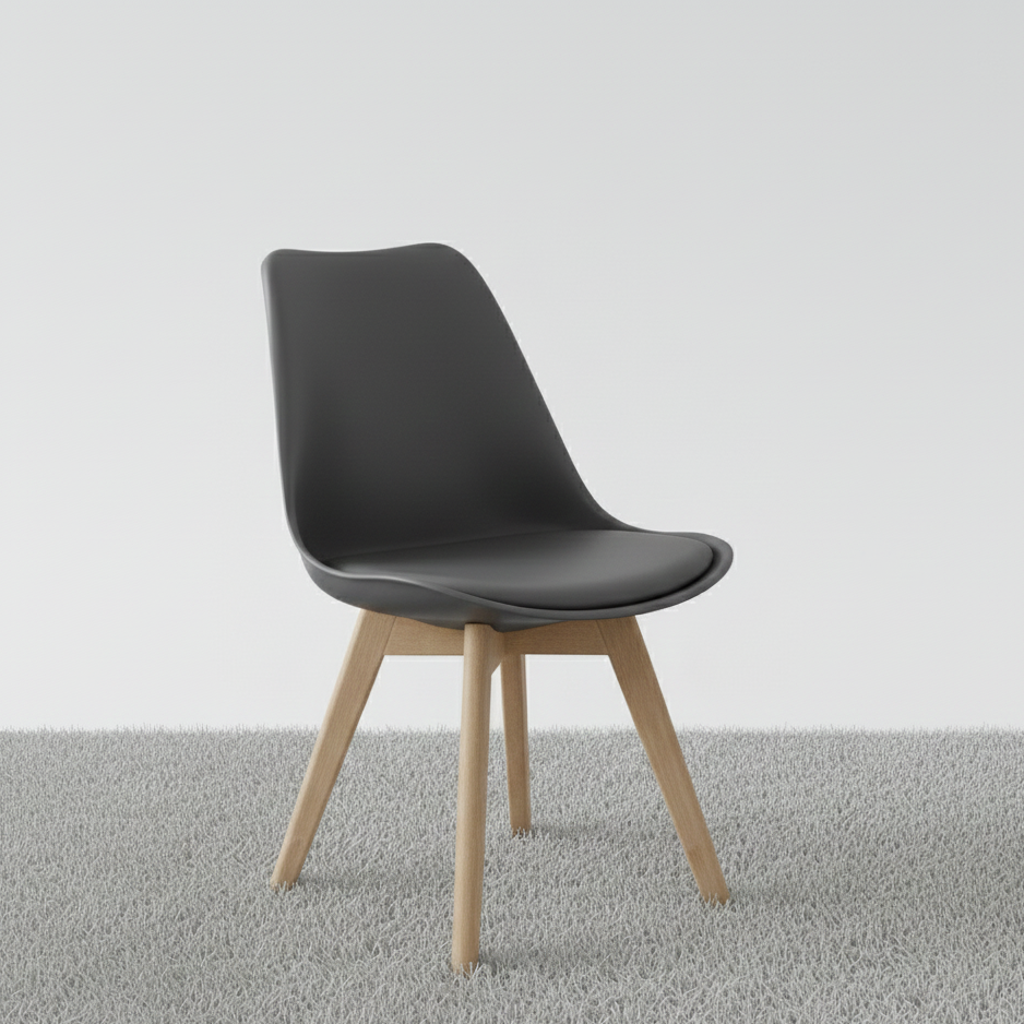 DOUBS Dining Table and 4 Chairs With Bench Stone Grey Effect Wood Table 4 Grey Plastic Leather Chairs Dining Room