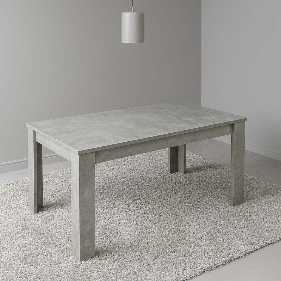 DOUBS Dining Table and 4 Chairs Stone Grey Effect Wood Table 4 colourful Plastic Leather Chairs Dining Room