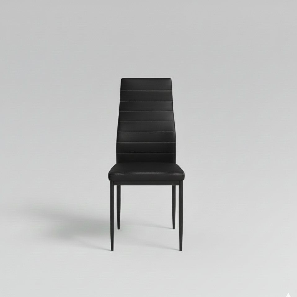 DOUBS Dining Table and 4 Chairs Grey 4  Black Leather Chairs Wood Dining Set Furniture