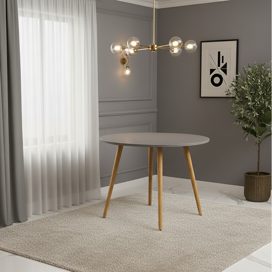 DOUBS Dining Table Grey Wood Kitchen Place for 4 Seats, Dining Table Only