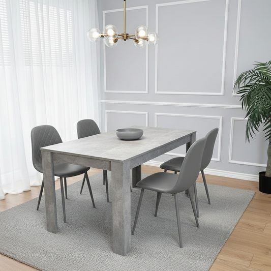 DOUBS Wooden Rectangle Dining Table Set - Dining Table with Set of 4 Chairs - Dining Room Sets with Dining Table and Chairs for Kitchen, Restaurant, Coffee Shop, Domestic Use, Grey