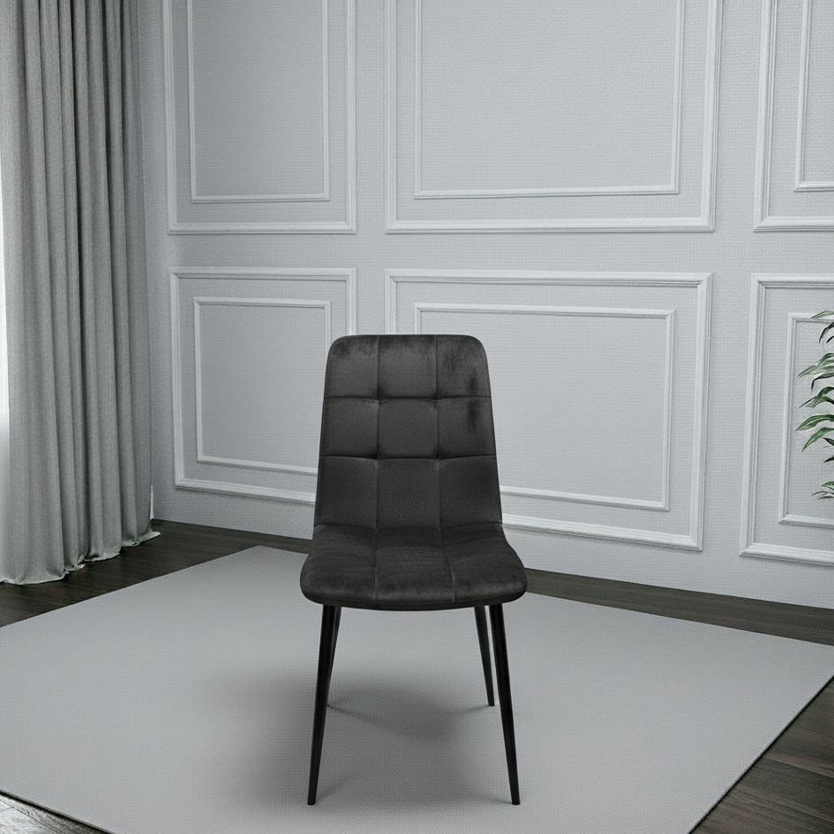 DOUBS Dining Table and 4 Chairs With Bench Stone Grey Effect Wood Table 4 Black Velvet  Chairs Dining Room