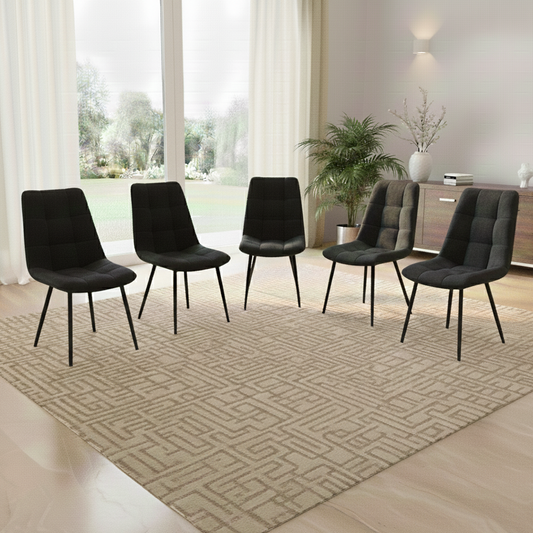DOUBS Dining Chairs Set of 6 Black Velvet Kitchen Chairs