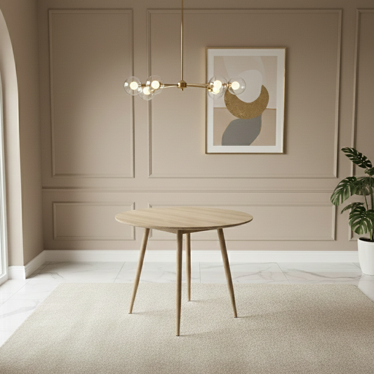 DOUBS Dining Table Beige Wood Kitchen Place for 4 Seats, Dining Table Only