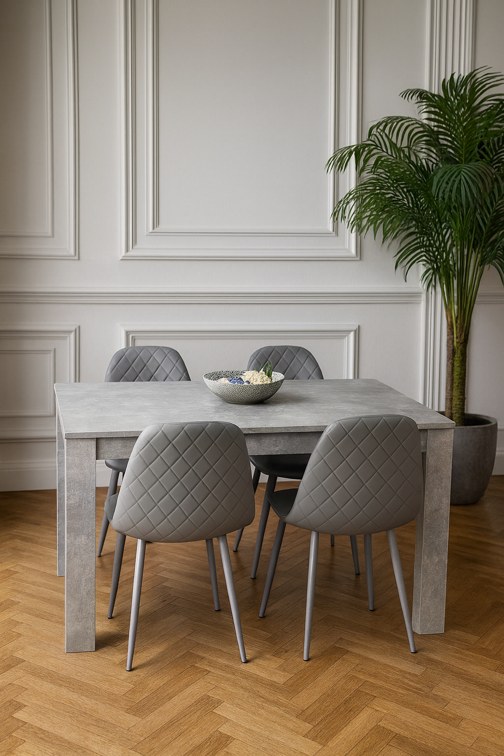 DOUBS Wooden Rectangle Dining Table Set - Dining Table with Set of 4 Chairs - Dining Room Sets with Dining Table and Chairs for Kitchen, Restaurant, Coffee Shop, Domestic Use, Grey