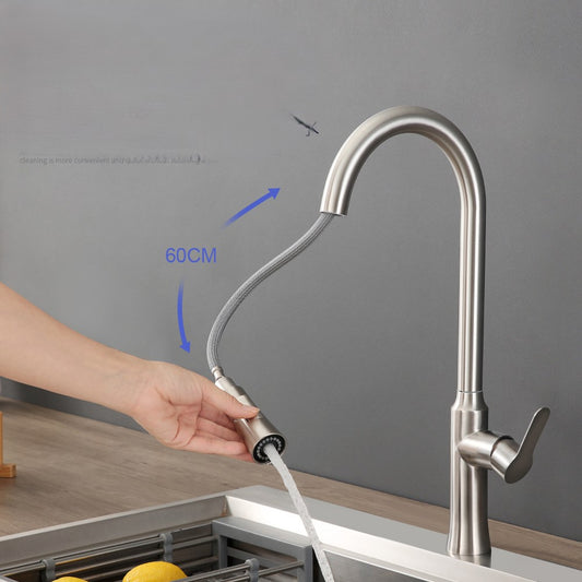 Doubs Kitchen Tap sprayer Sink Faucet with Pull Out Sprayer, Stainless Steel, Bathroom