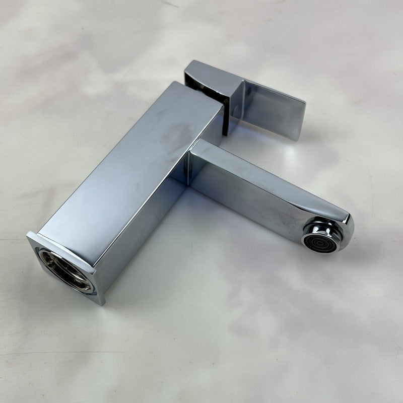 Doubs Sink Tap Single Lever, Chrome Modern Bathroom Basin Sink Taps Square Waterfall