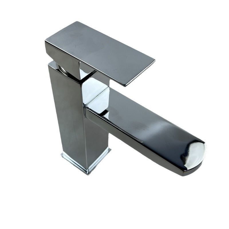 Doubs Sink Tap Single Lever, Chrome Modern Bathroom Basin Sink Taps Square Waterfall