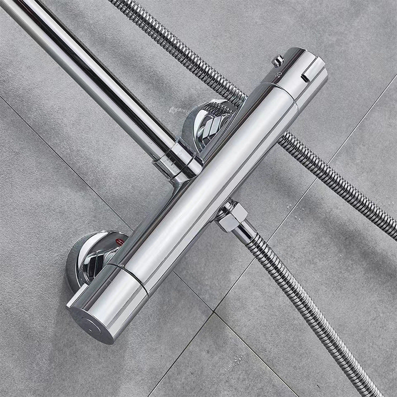 Doubs Thermostatic Shower System Adjustable Height Overhead Rainfall Shower Head