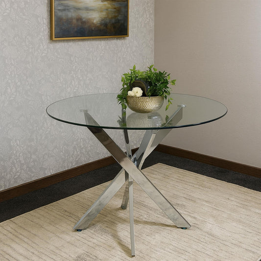Round Glass Dining Table with Chrome legs, Living / Dining Room, Kitchen, Furniture
