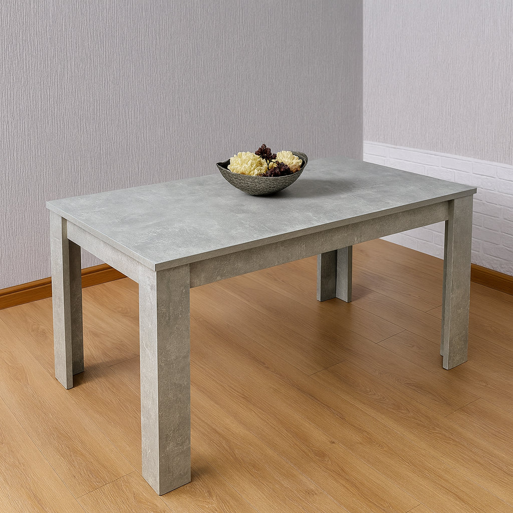 Grey Wooden Dining Table Set with 4 Grey Chairs and 1 Bench - Dining Kitchen Room Furniture