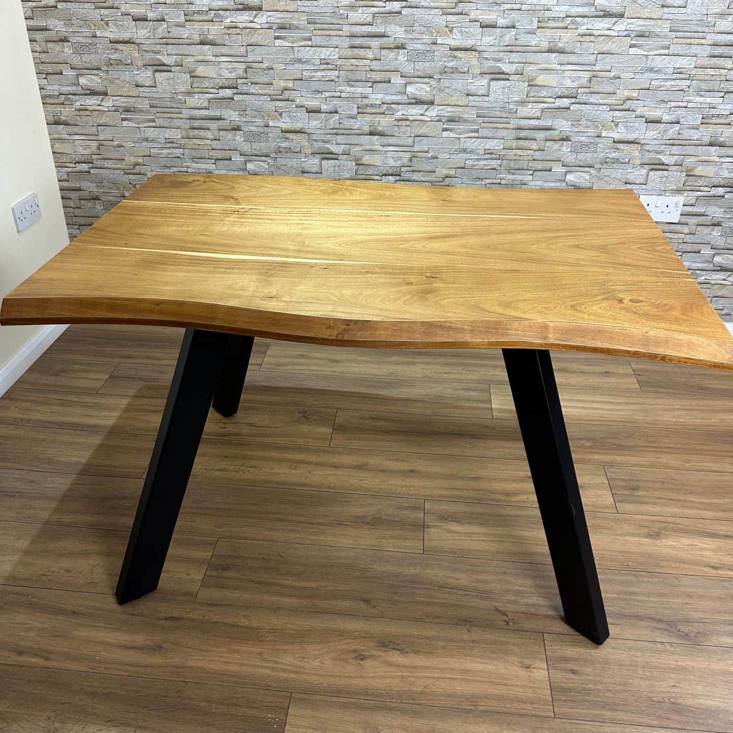DOUBS Modern Wood Dining Table with Metal A-Frame Legs 120cm