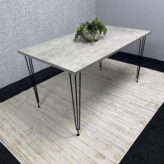 Modern Grey Rectangular Dining Table with Hairpin Legs Dining Room Furniture