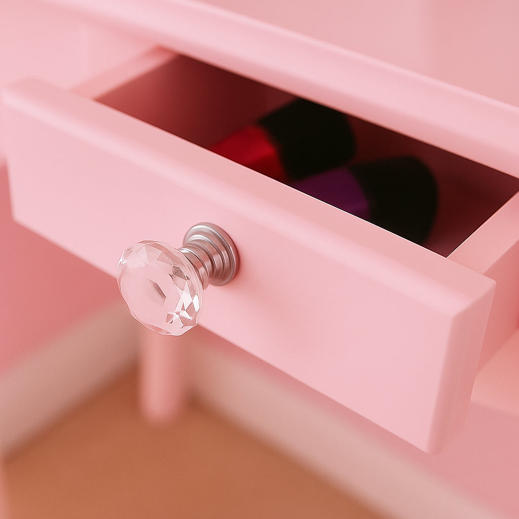 DOUBS Dressing Table with Heart Shaped Mirror and Stool Makeup Vanity Mirror Hollywood Table