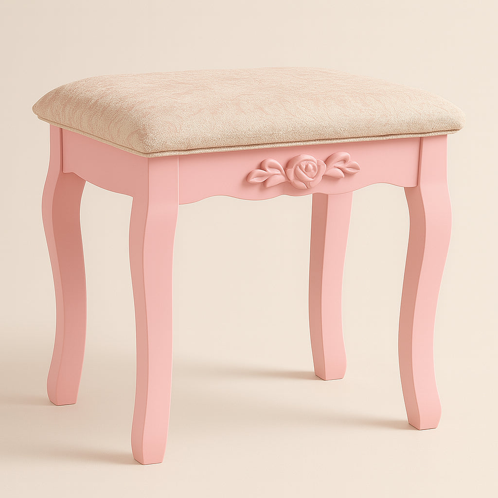 DOUBS Dressing Table with Heart Shaped Mirror and Stool Makeup Vanity Mirror Hollywood Table